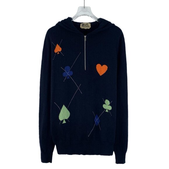 Hermes Deep blue playing card motif knitted sweater - Picture 1 of 6